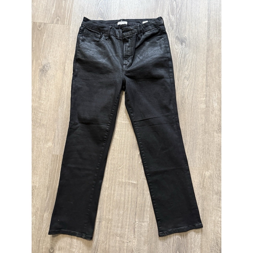 Good American Good Classic Coated Jeans Women's 14/32 Black‎ Stretch High Rise